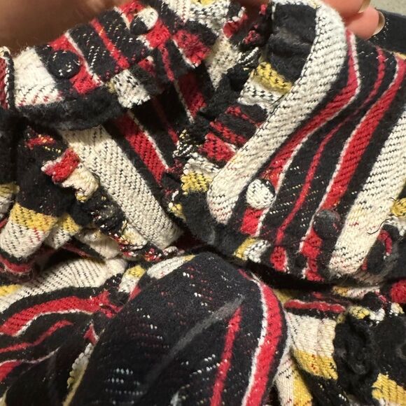 Something Navy Belted Ruffle Striped Button Down Dress - Picture 5 of 13